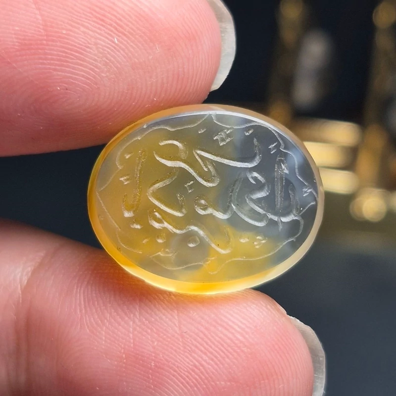 نگین سنگ عقیق معدنی با خط دست ( خط چپ ) کد 60496