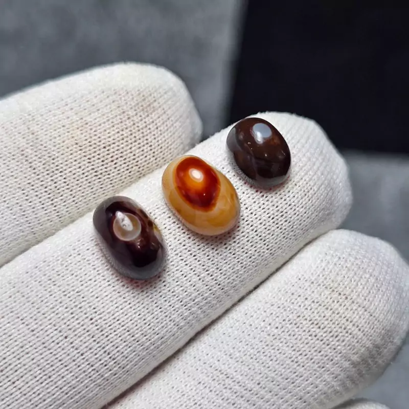 3 قطعه نگین سنگ عقیق باباقوری معدنی سایز مینیاتوری کد 34350