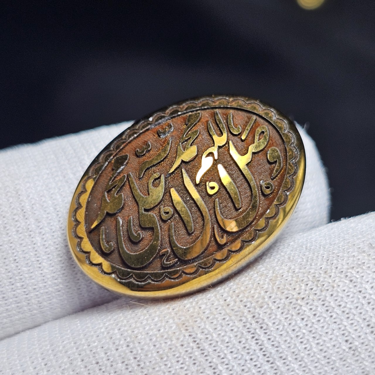نگین سنگ حدید صینی معدنی حکاکی صلوات کد K1450